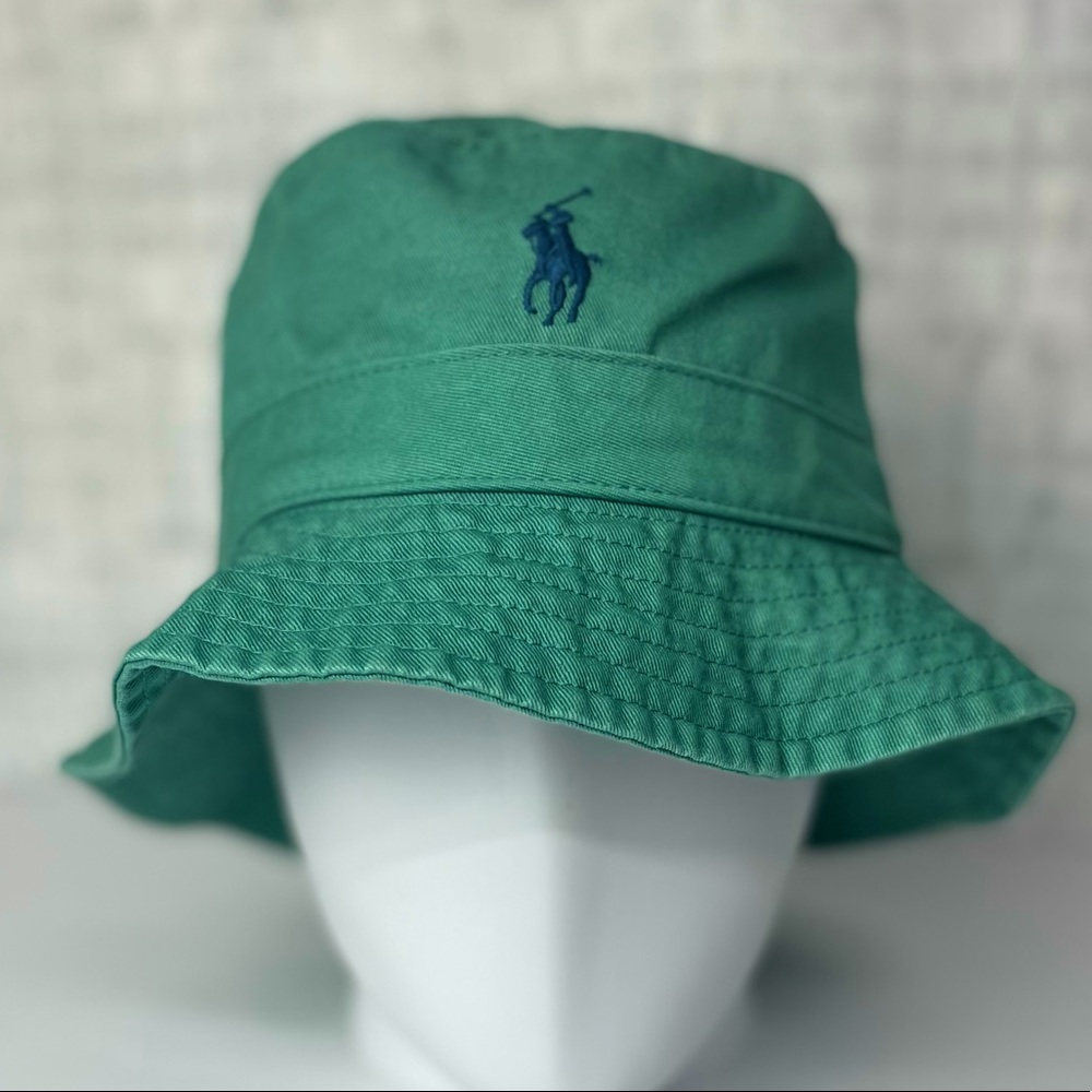 NWT Polo Ralph Lauren Bucket Hat Size Large/XL Green w/blue pony